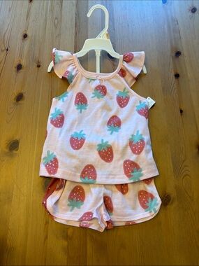 Carter's Pink Strawberry Short Sleeve Top & Shorts Pajama Set